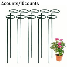 (Green, 4pcs) Garden Plant Stakes, Metal Single Stem Plant Support Rack, Flower Support Rack for Tomatoes, Orchid, Peony, Rose, Plant Support Rack for