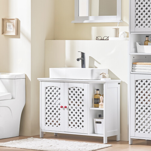 SoBuy Ντουλάπι Νιπτήρα Λευκό 80x31,5x60,5cm MDF 2 Πόρτες 1