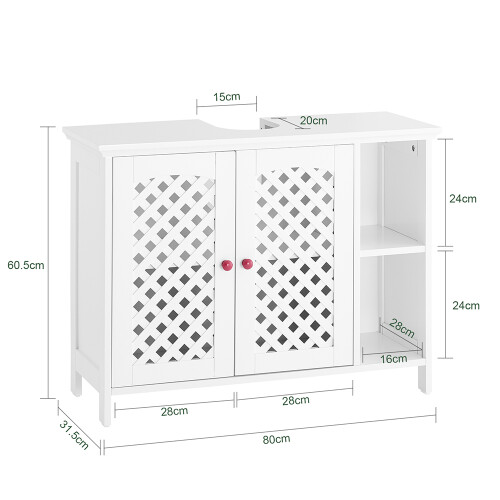 SoBuy Ντουλάπι Νιπτήρα Λευκό 80x31,5x60,5cm MDF 2 Πόρτες 2