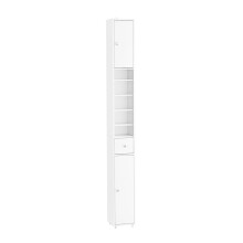 SoBuy Narrow Bathroom Cabinet with Drawer, White