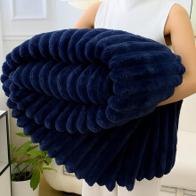 (Navy, King) Chunky Cord Soft Blanket | Cold Blanket UK Blanka | Lightweight & Breathable | Cozy Beighted Bedroom Accessory | Silver Grey Emerald | Trend