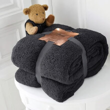 (Charcoal Teddy Fleece Throw, Double) Chunky Cord Soft Blanket | Cold Blanket UK Blanka | Lightweight & Breathable | Cozy Beighted Bedroom Accessory | Silver Grey Emerald | Trend