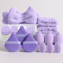 (Lilac, one-size) Makeup Tool Set for Women, 15pcs/set Dry & Wet Use Makeup Puff for Facial Detailing, Multi-use Facial Makeup & Face Washing Sponge for