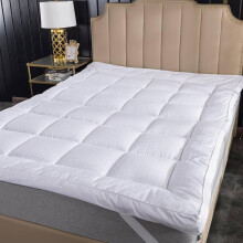 (White, Small Double) 10cm Extra Thick Mattress Topper Ultra Soft Microfiber Box Stitched UK Sizes (Grey & White)