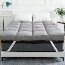 (Grey, Small Double) 10cm Extra Thick Mattress Topper Ultra Soft Microfiber Box Stitched UK Sizes (Grey & White)