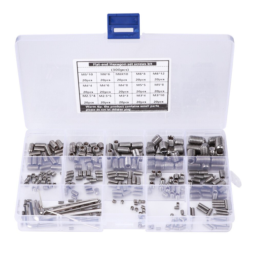300Pcs Hex Grub Screw Kit Combination Boxed 304