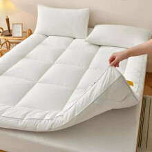 (White Topper, Small Double) 10CM Extra Thick Mattress Topper Sale Soft Microfiber & Hollowfiber Fill Breathable Comfortable Box Stitched with Elastic Straps Available i