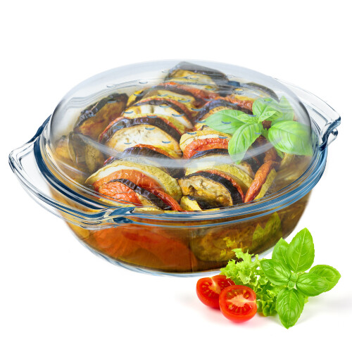 KADAX Runde Auflaufform mit Deckel 2,4L
