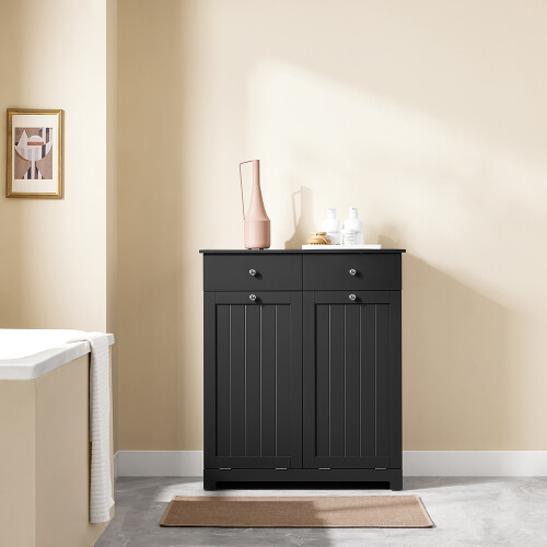 SoBuy Ντουλάπι Μπάνιου Μαύρο 78x38x90cm MDF 2 Συρτάρια 1