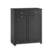 SoBuy Ντουλάπι Μπάνιου Μαύρο 78x38x90cm με 2 Συρτάρια & 2 Τσάντες