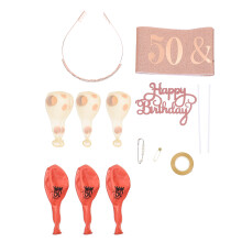 One Set Birthday Party Crown Sash Balloons Cake Decorations