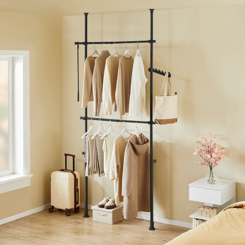 SoBuy Telescopic Coat Stand, Adjustable Wardrobe, Black 2