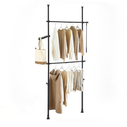 SoBuy Telescopic Coat Stand, Adjustable Wardrobe, Black