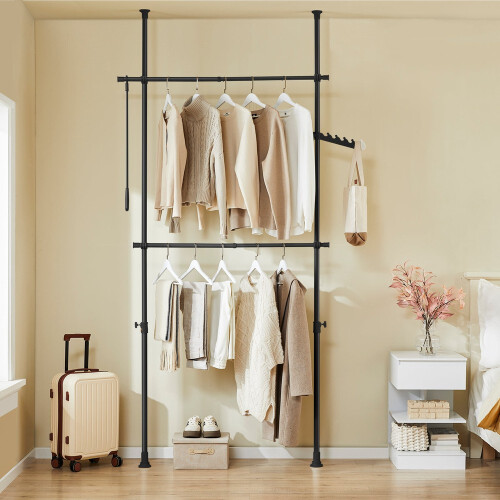 SoBuy Telescopic Coat Stand, Adjustable Wardrobe, Black 1