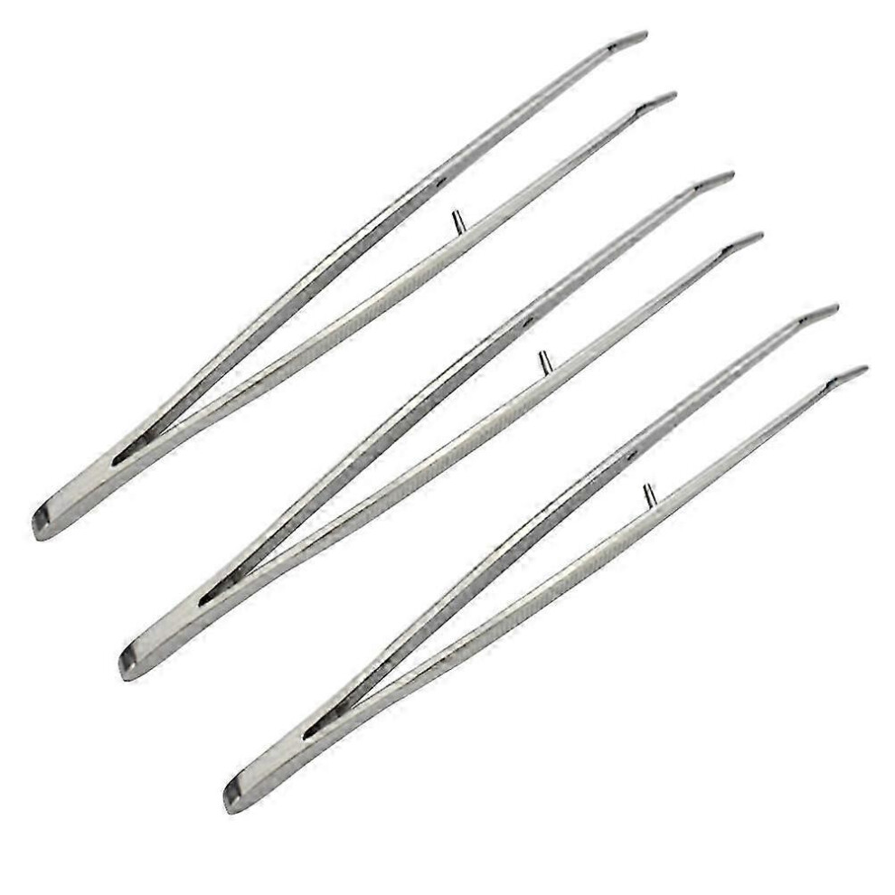 3 Pcs Stainless Steel Medical Dental Forceps, Long Straight Precision Forceps, Toothed Forceps