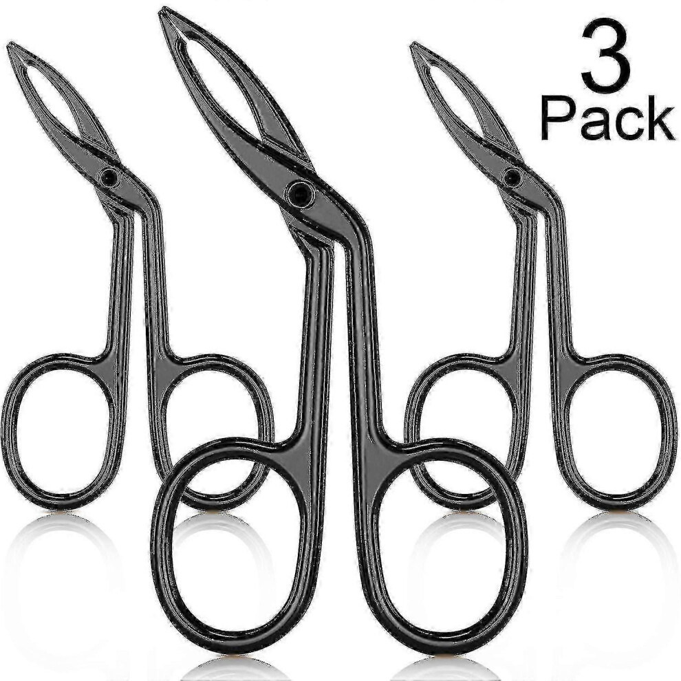 Black Ï¼ Platedï¼Set Of 3 Eyebrow Tweezers, Straight Scissor-Shaped Tip