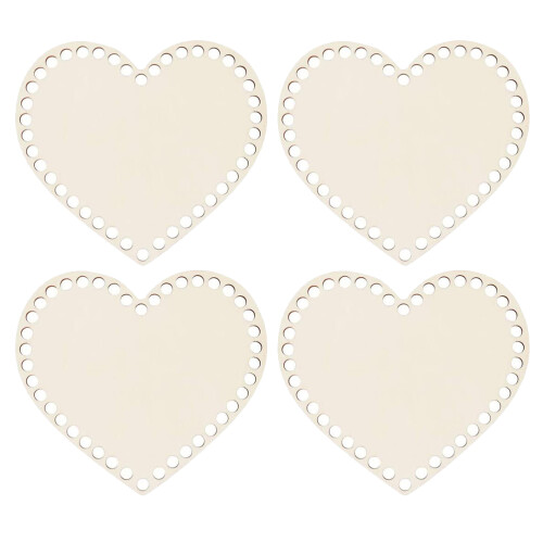 4 uds. base madera forma corazón para bolso ganchillo y diy 1