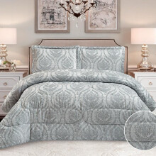 (Bridal Silver, King) "Exquisite 3-Piece & Floral Jacquard Bedspread Comforter Set with Coordinating Pillow Shams for Elegant Bedroom Decor" white breathable