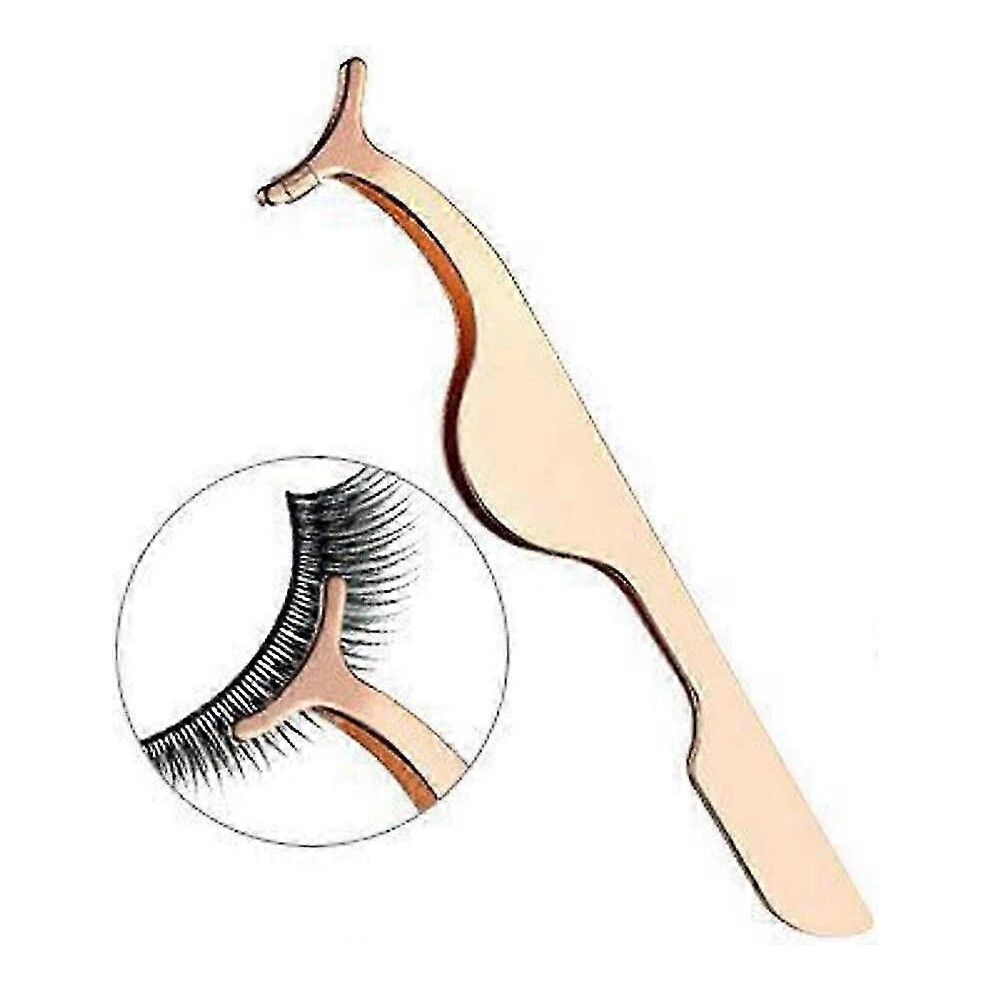 Stainless Steel False Eyelash Tweezers (Gold) Gold