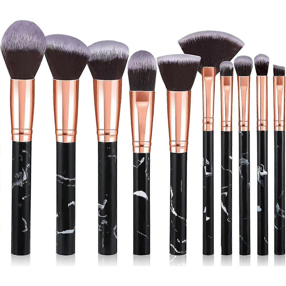 10 Pcs Marble Makeup Brush Set for Foundation, Powder, Blush, Blender, Eyeshadow