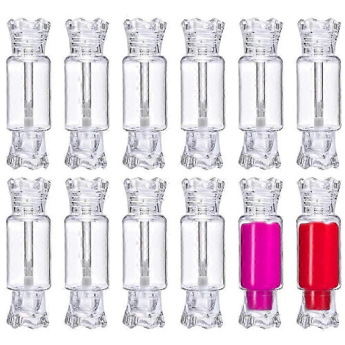 12 Pack Empty Plastic Candy Shaped Lip Gloss Tubes Refillable Clear