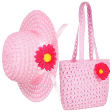 conjunto sombrero paja y bolso niña con flores, ideal y