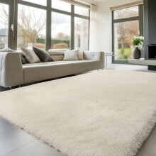 (Cream, 240 x 340 cm (7 ft 8 in x 11 ft 2 in)) Fluffy Rugs Anti-Slip Large Shaggy Rug Super Soft Mat Living Room Bedroom Carpet Autumn | Winter | Christmas | New year