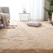(Beige, 240 x 340 cm (7 ft 8 in x 11 ft 2 in)) Fluffy Rugs Anti-Slip Large Shaggy Rug Super Soft Mat Living Room Bedroom Carpet Autumn | Winter | Christmas | New year