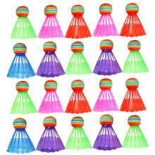 20 volantes plástico avanzado bádminton, colores arcoíris, exterior