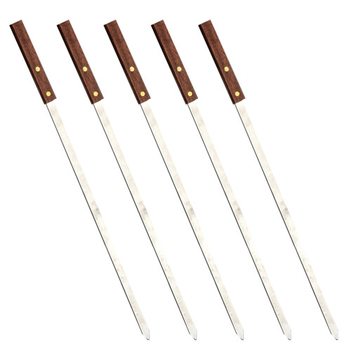 5 brochetas . con mango madera, para carne
