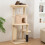 PawHut (Cream) PawHut Cat Tree Tower Scratching Post Bed House, 132cm 1