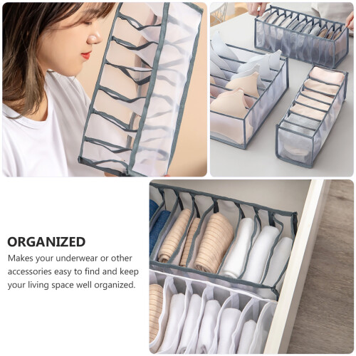 1Pc Compartments Clothes Storage Box For Underwear (Blue And Grey) 2