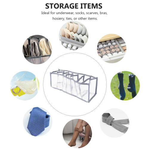 1Pc Compartments Clothes Storage Box For Underwear (Blue And Grey) 1