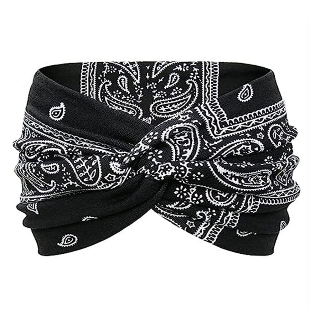 Soft and Stretchy Wide Headband Sweatband-black cashew nuts-image-OPC-PKGKCRG-NEW