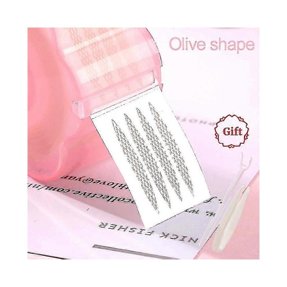 (360pcs Olive Shape) Eyelid Tape Double Eyelid Sticker Clear Beige Invisible Crease Natural Big Eyes Tape Makeup Beauty Tools - H