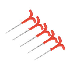 Red 18.5cm Ice Fishing Tent Pegs, ABS & Iron, 5 Pack