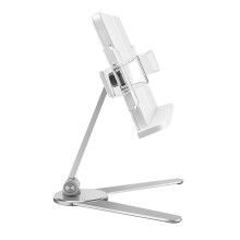 Atril Lectura Ajustable Aluminio ABS Soporte Para Tablet Plata