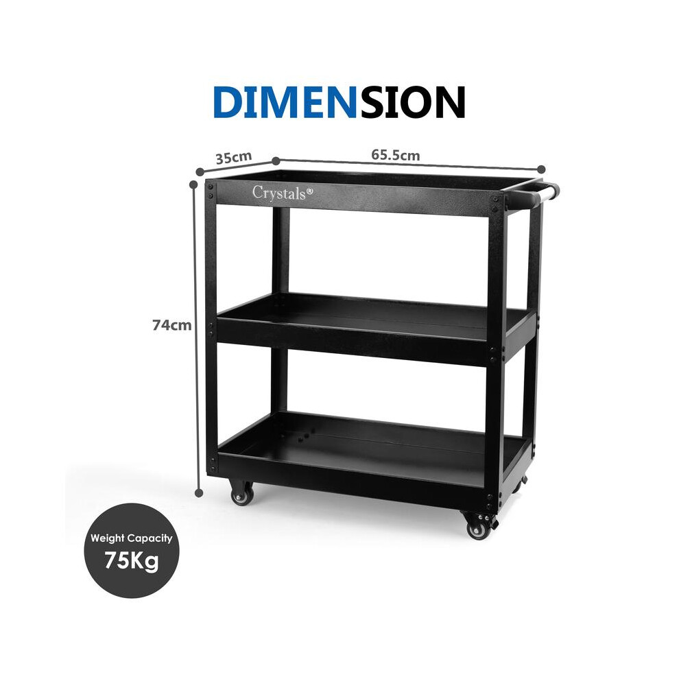 () Crystals Heavy Duty Tool Trolley With 3-Tier Wheel Cart For Garage And Workshop Storage, Diy Red/ Black/Red 5021832494565