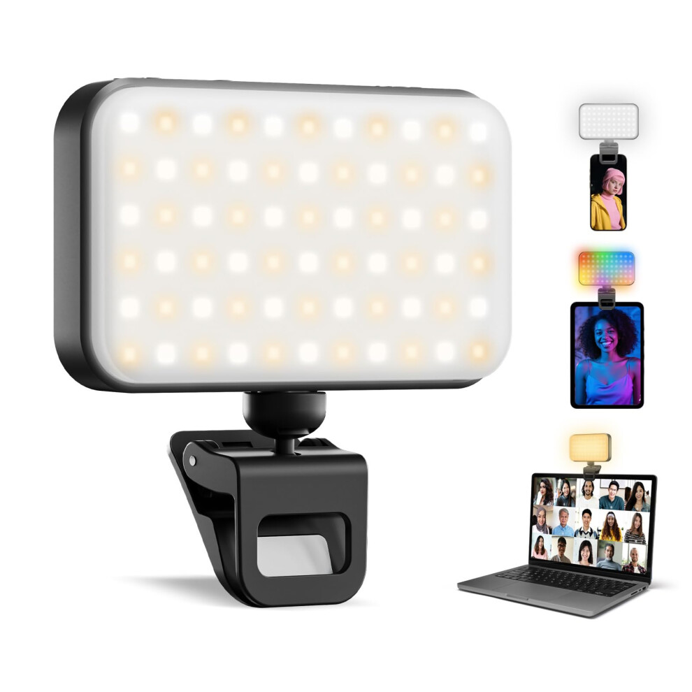 91 Led Rgb Selfie Rechargeable Phone Clip On 3 Basic Ing Modes 21 Rgb Modes, 2800-6500K Dimmable Cri90+ Portable 78G Light 6477056488979