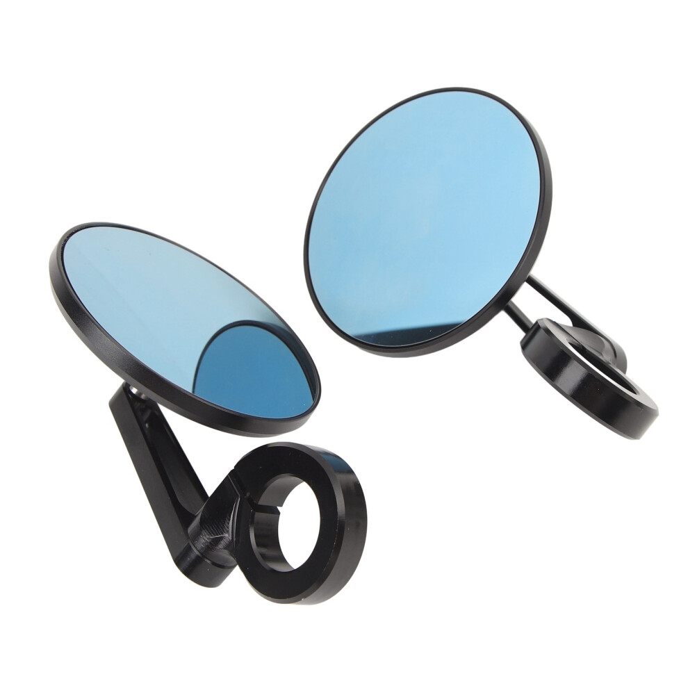 Round Motorcycle Handlebar Rearview Mirror M8 M10 Universal Blue 3151349574022
