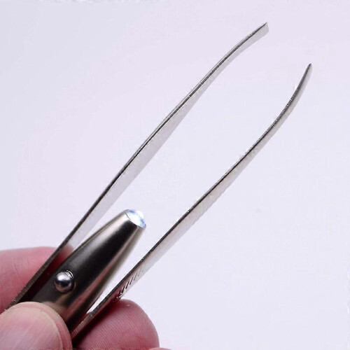 Professional Tweezers for Eyebrows High Precision LED Light Stainless Steel 2