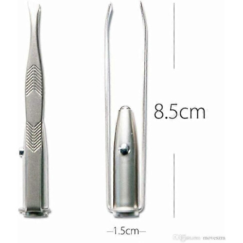 Professional Tweezers for Eyebrows High Precision LED Light Stainless Steel 1