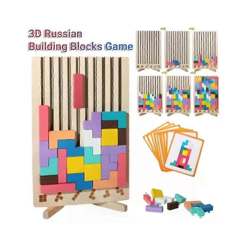 Wooden Tetris Jigsaw Toy Tangram Puzzle Kids Iq Intellectual Educational Gift 6477056491658
