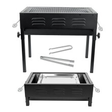 (Default) Crystals Large BBQ Grill - Portable Charcoal Barbecue for Camping and Picnic - Steel Stove Hot Plate - Utensils