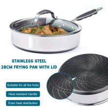 (Default) Stainless Steel Induction Frying Pan Non Stick Fry Cooking Cookware UK