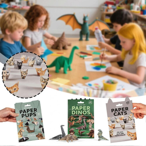 Κιτ Origami από χαρτί (Γάτα) DIY για παιδιά, πτυσσόμενο σετ χειροτεχνίας 50 τεμαχίων, δ 1