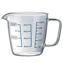 (250ml) 250ml/500ml Copo medidor de vidro resistente ao calor Leite Água Balança Ferramenta de micro-ondas