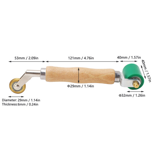 Double End Seam Roller, High Temp Silicone & Brass Wheels, 32mm/40mm 1