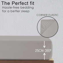 (Grey, Double ) Ultra-Soft 25cm Deep Microfiber Fitted Sheet – Available in 16 Colors and 4 Sizes – Wrinkle-Resistant, Hypoallergenic, and Easy Care Bed