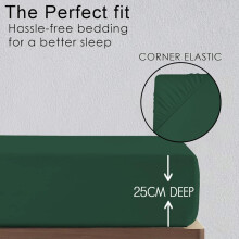 (Emerald, King) Ultra-Soft 25cm Deep Microfiber Fitted Sheet – Available in 16 Colors and 4 Sizes – Wrinkle-Resistant, Hypoallergenic, and Easy Care Bed